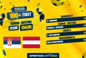 AdmiralBet 100+ tiket - Srbi protiv Austrijanaca za kvotu 134,06!